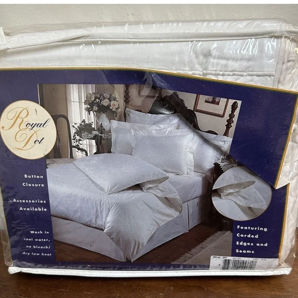 High Country Linens Royal Dot White Cotton Duvet Cover Full Queen 300TC Button